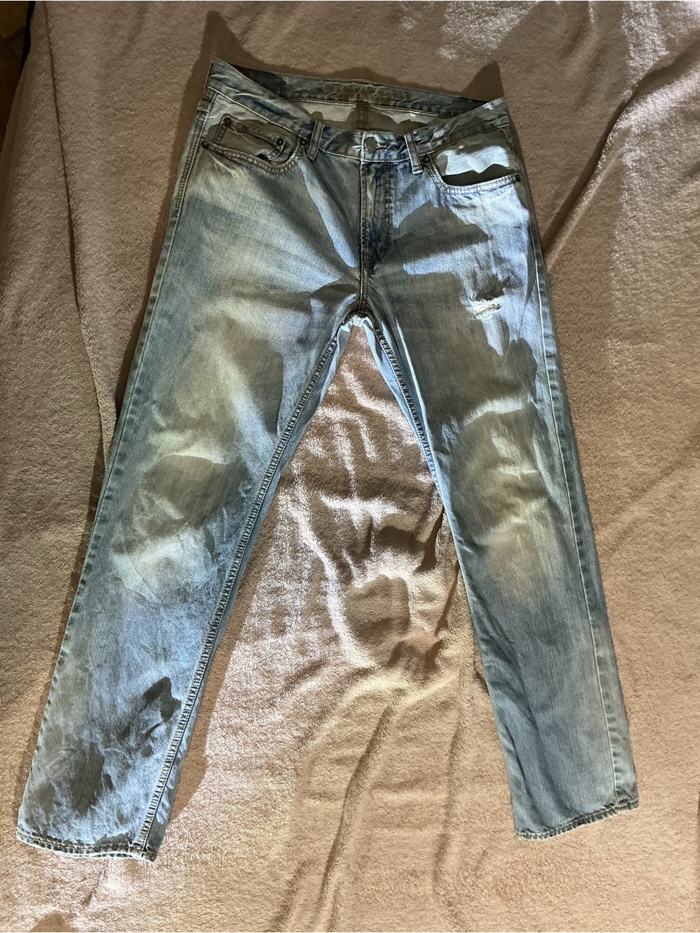 American Eagle Outfitters Men's Light Blue Washed Slim Straight Jeans